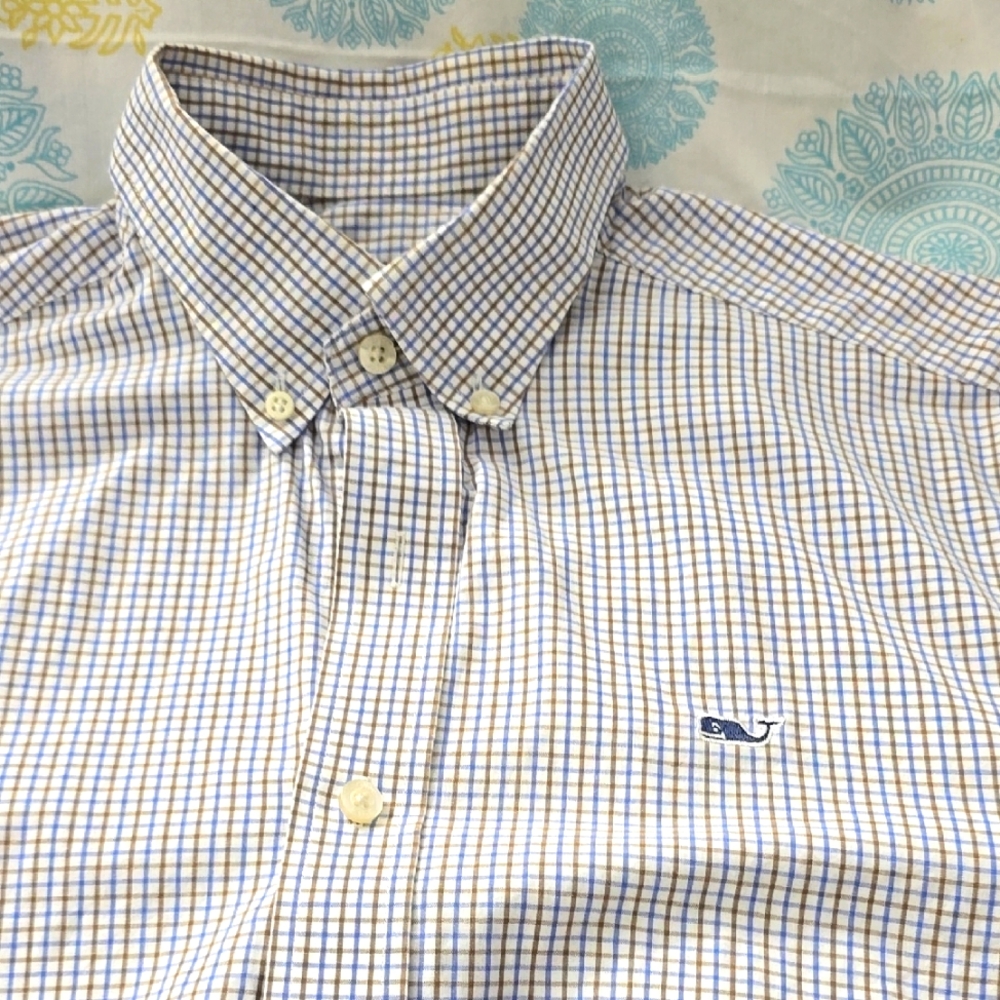 Vineyard Vines Men's Blue Checkered Shirt